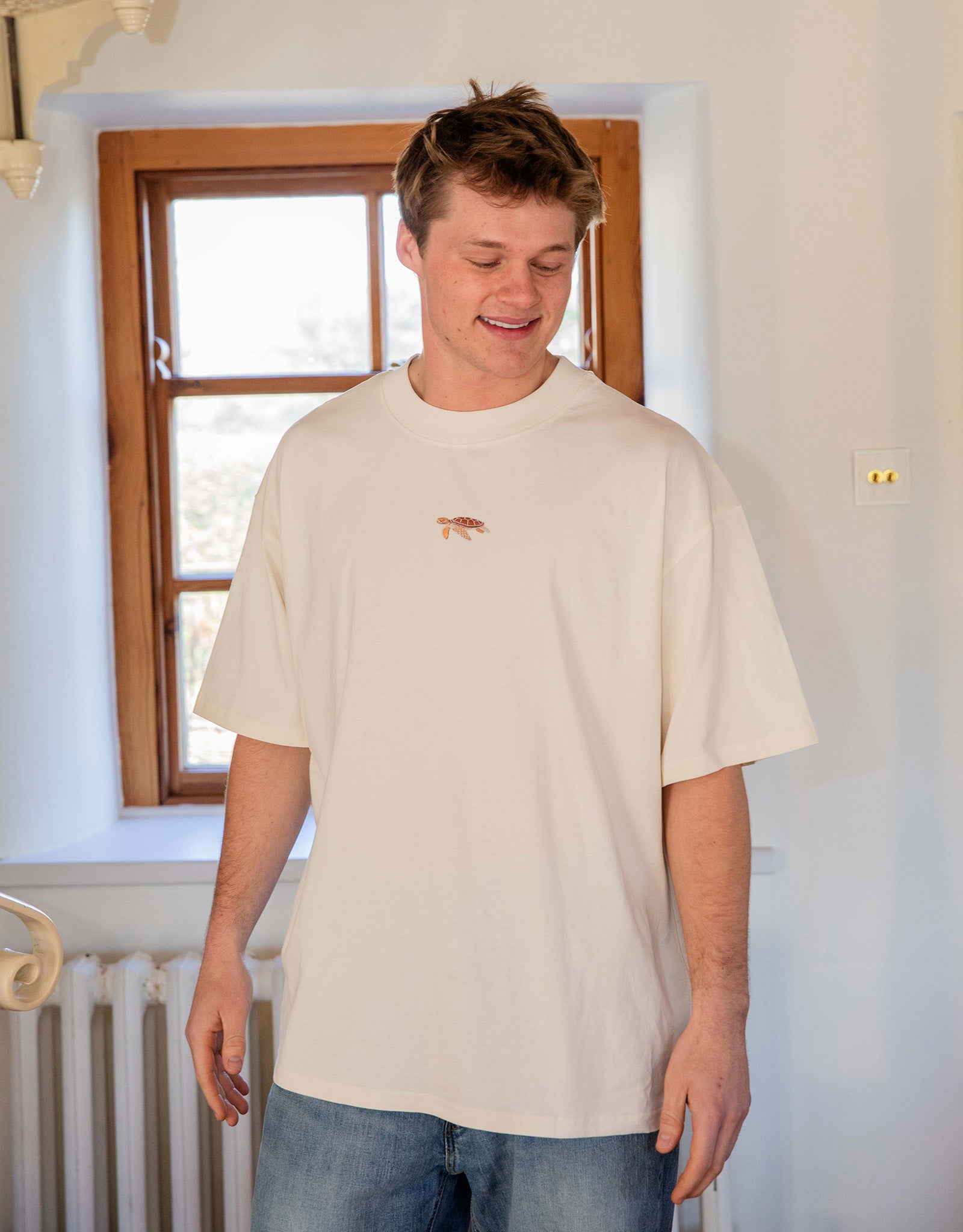Sea Turtle Embroidered Unisex Oversized Tee