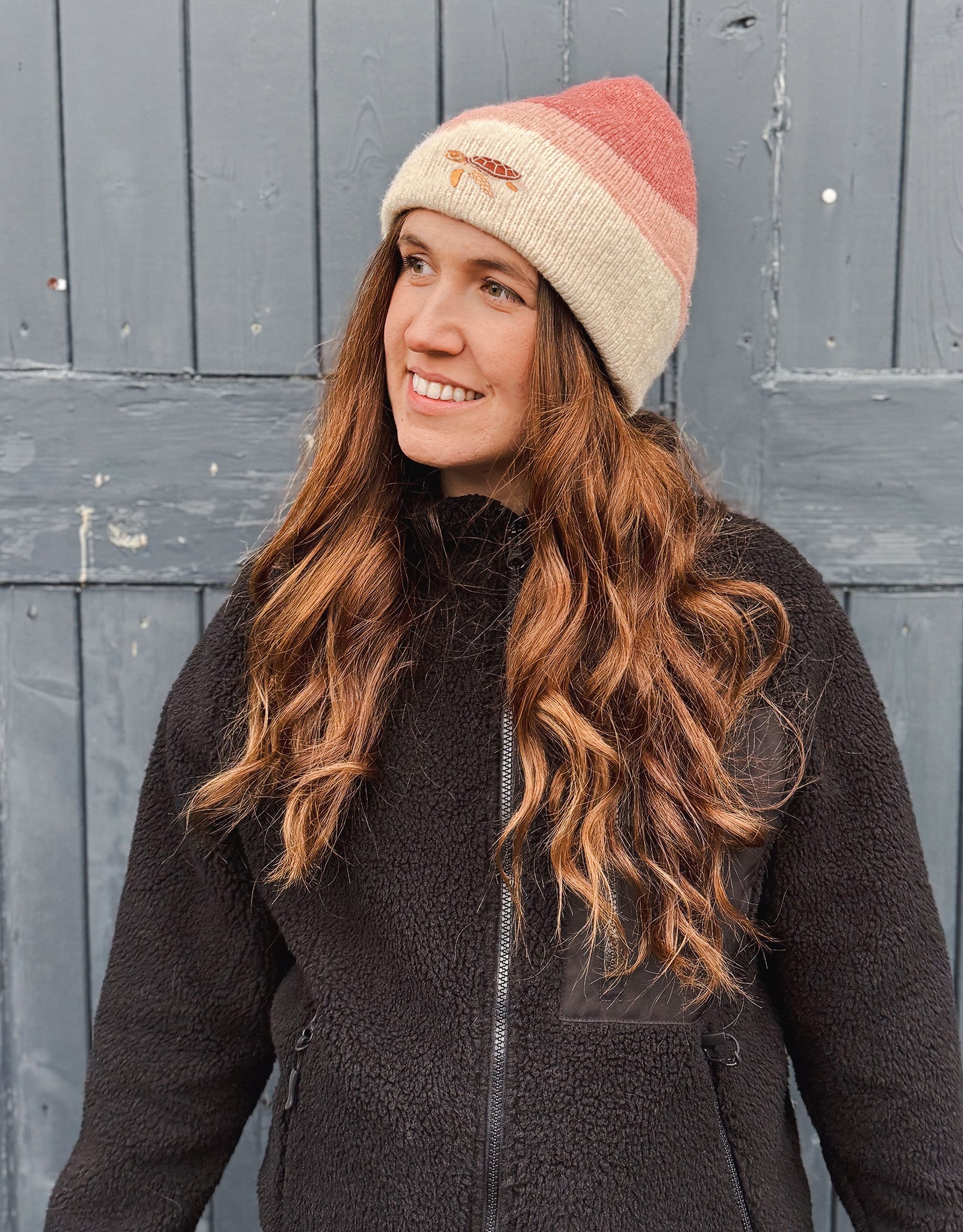 Sea Turtle Embroidered Tonal Beanie