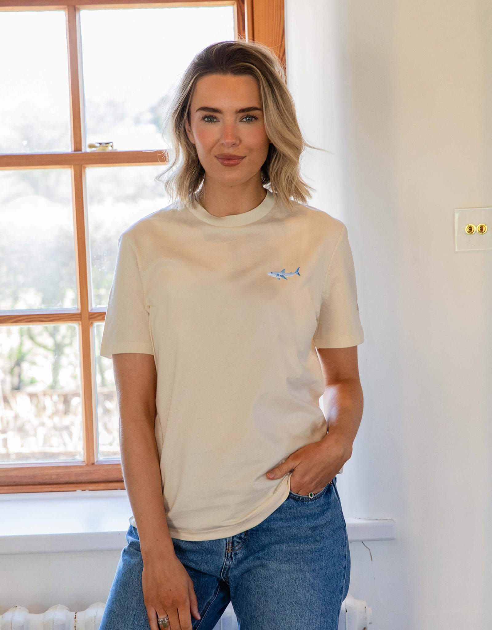Shark Embroidered Unisex T-Shirt