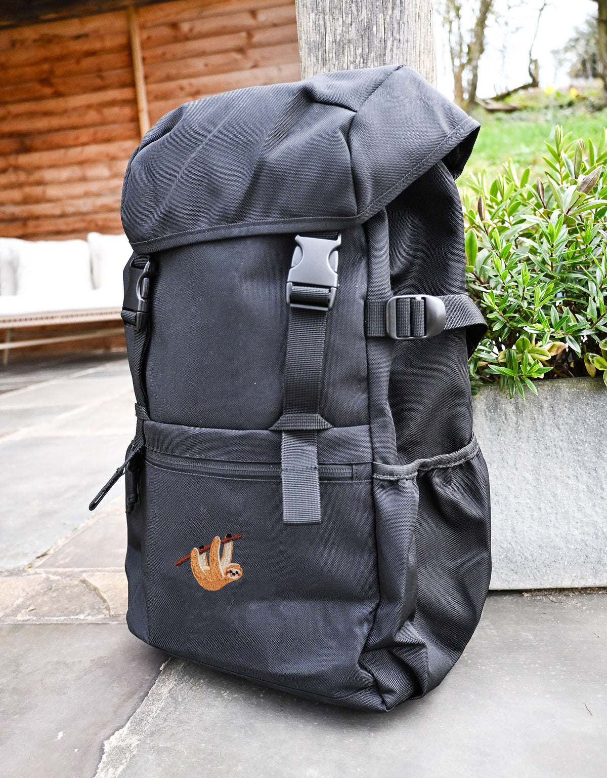 Sloth Embroidered Recycled Rucksack