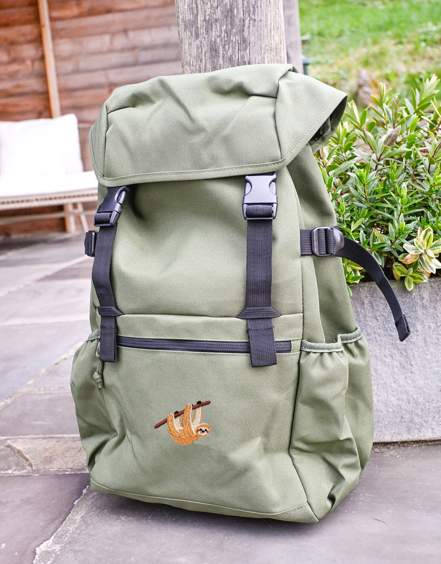 Sloth Embroidered Recycled Rucksack