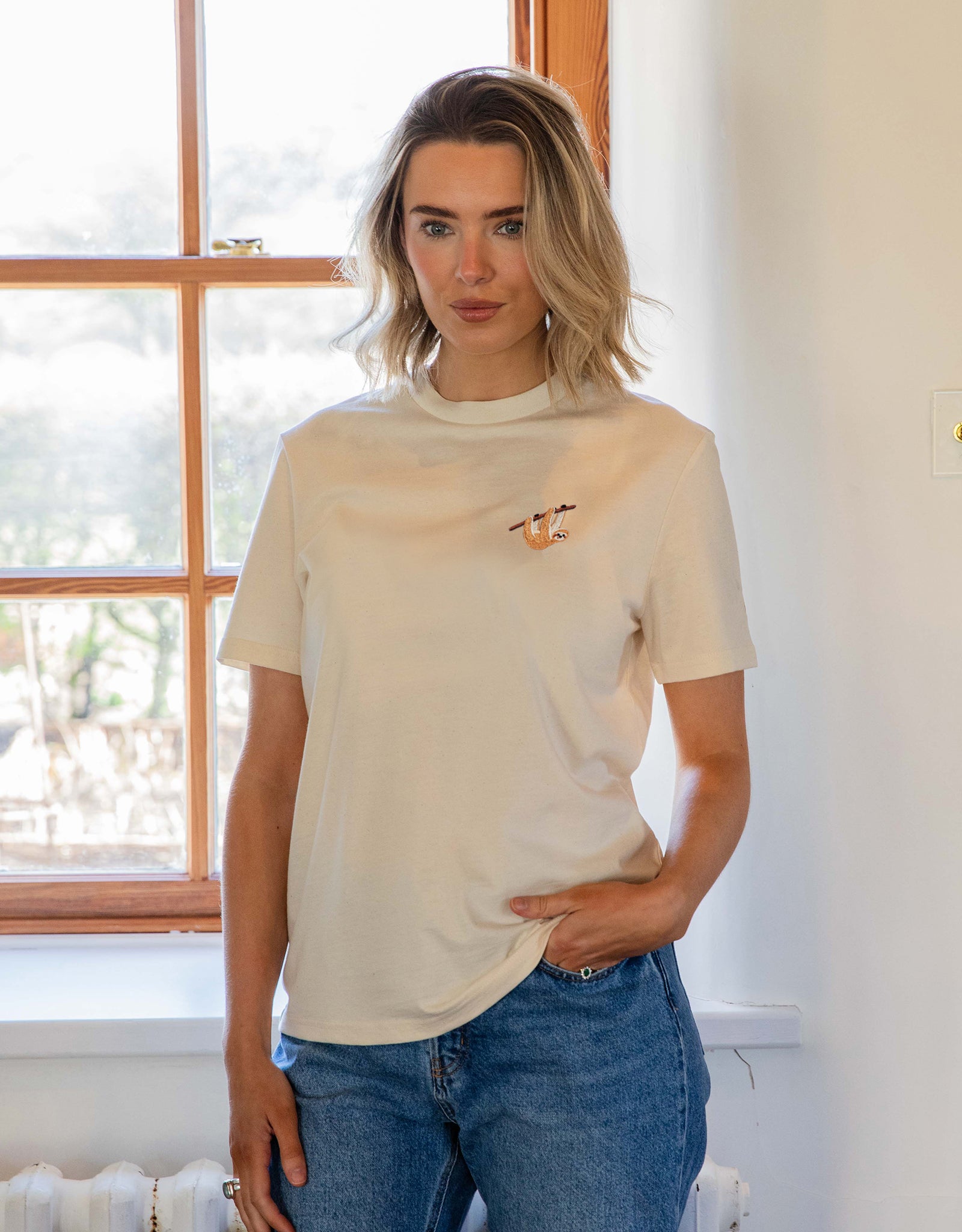 Sloth Embroidered Unisex T-Shirt