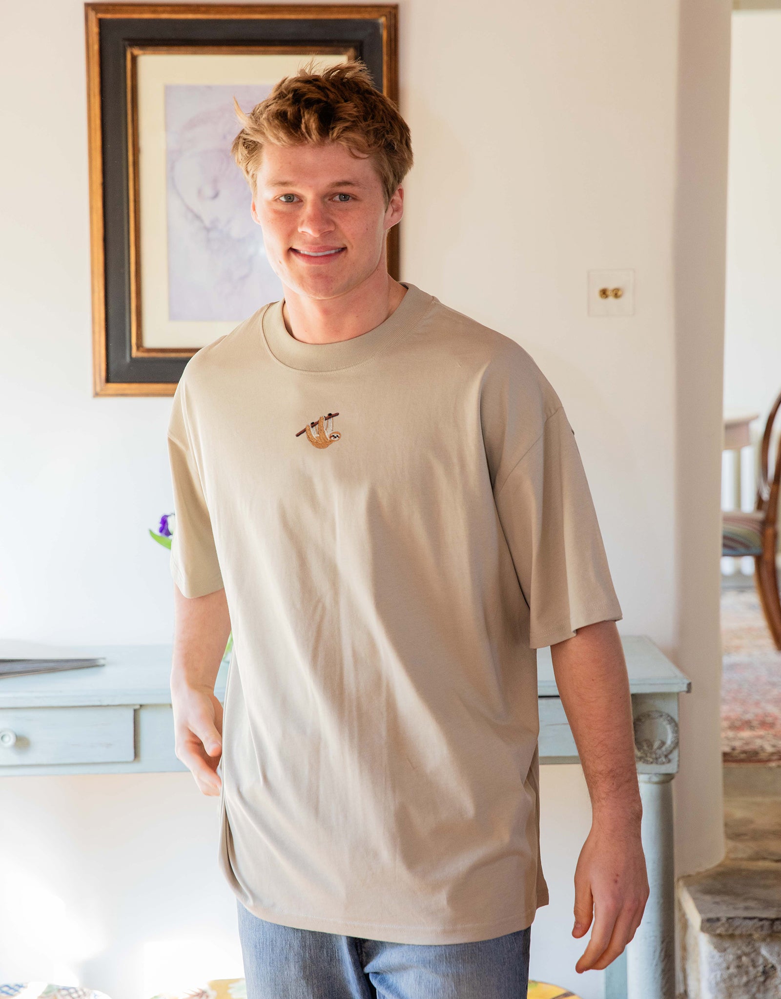 Sloth Embroidered Unisex Oversized Tee