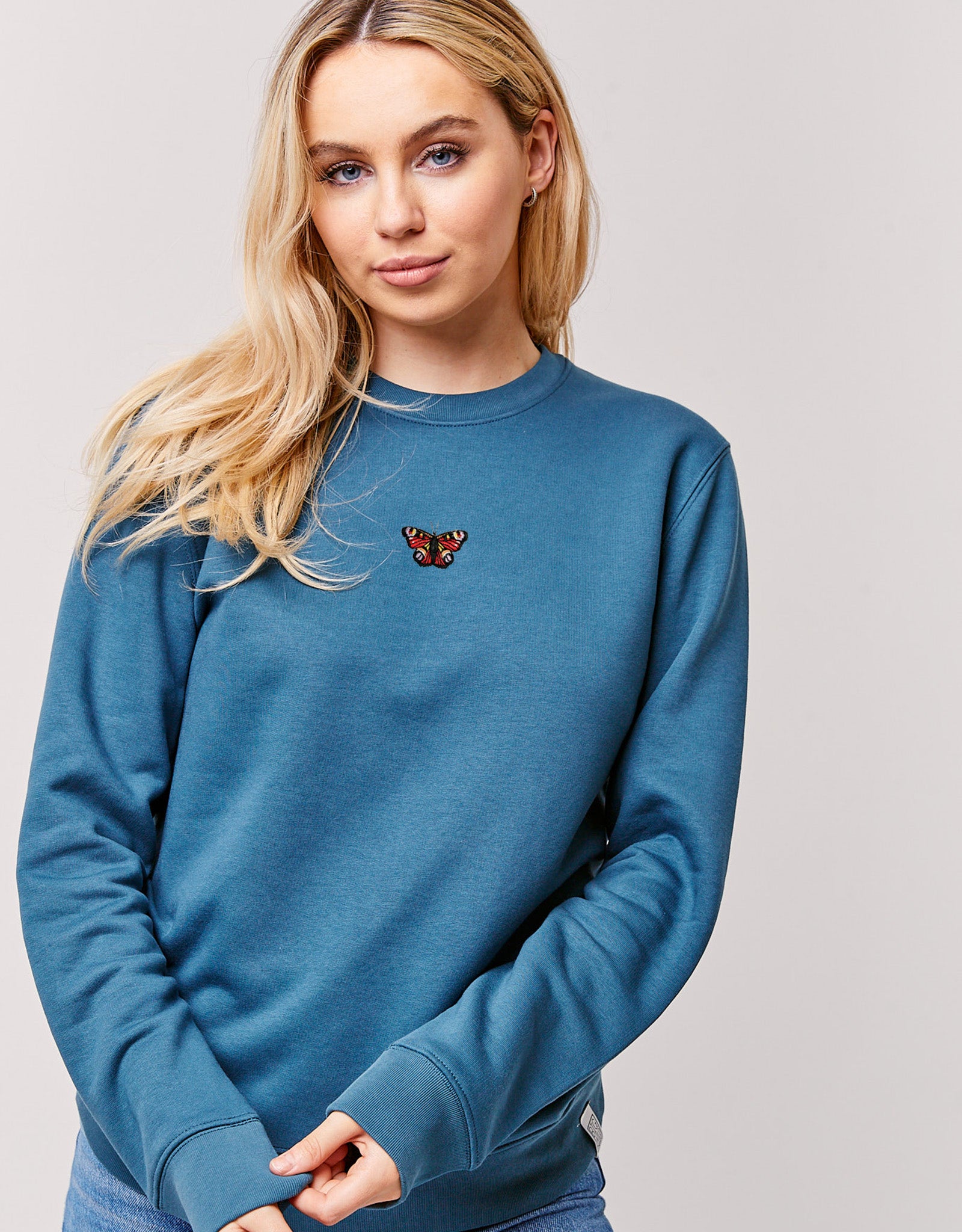Peacock Butterfly Embroidered Unisex Sweatshirt