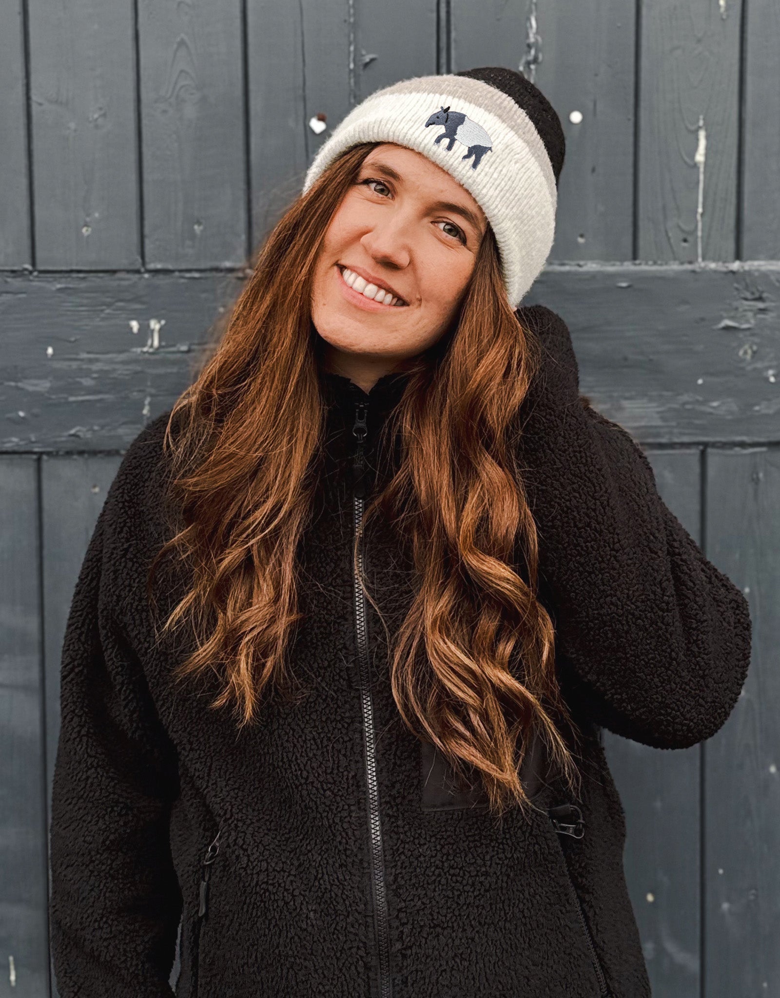 Tapir Embroidered Tonal Beanie