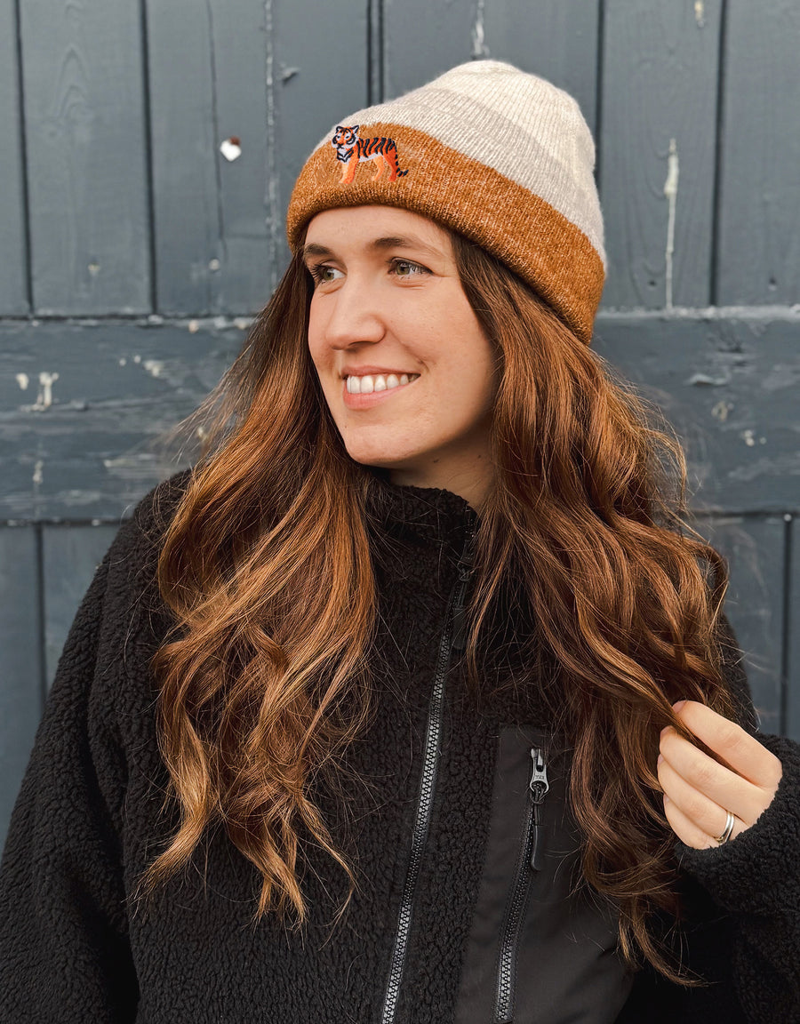 Tiger Embroidered Tonal Beanie