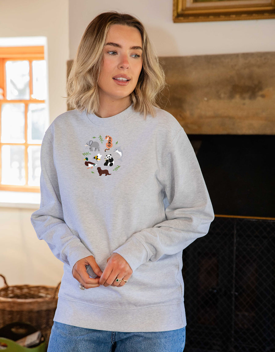 World Of Animals Embroidered Unisex Sweatshirt