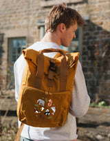 World Of Animals Embroidered Fold-Top Backpack