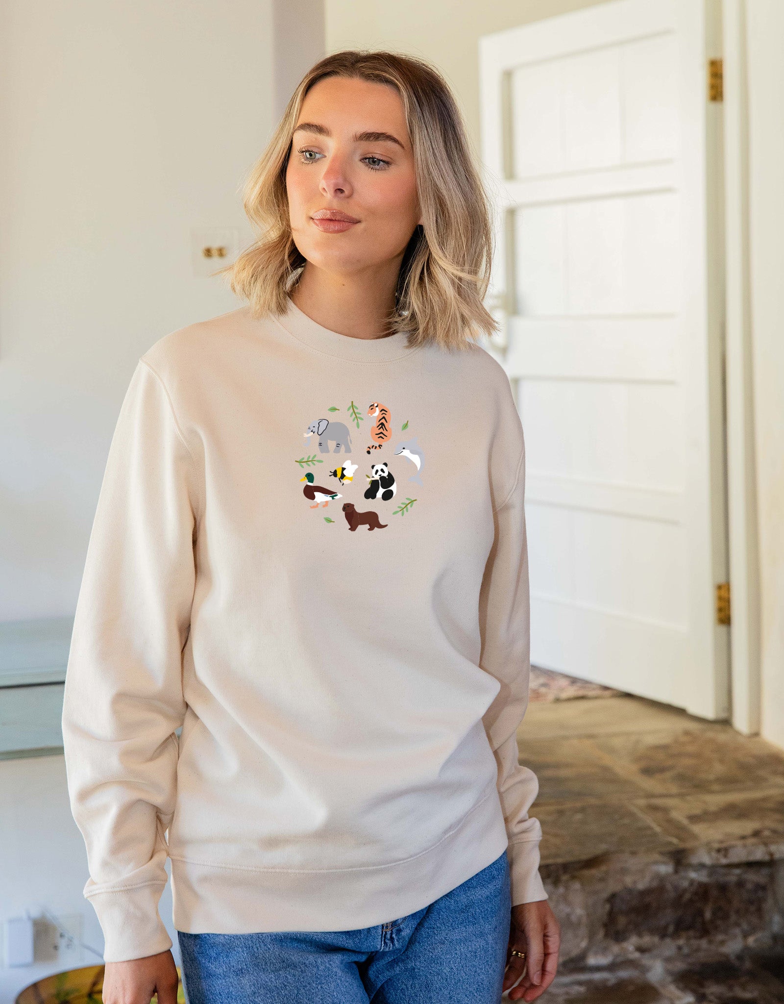 World Of Animals Embroidered Unisex Sweatshirt